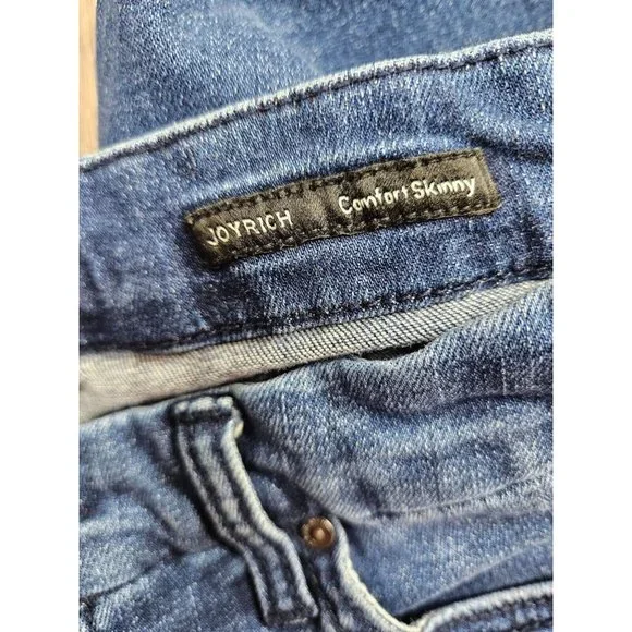 Dear John Women Size 27 Joyrich Comfort Skinny Distressed Embroidered Blue Jeans - Picture 6 of 12